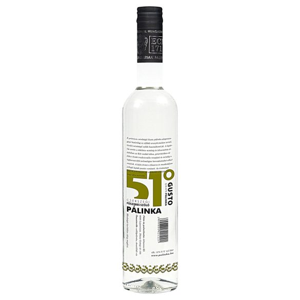 GUSTO Cserszegi Fűszeres Szőlőpálinka 51° 0,5 l