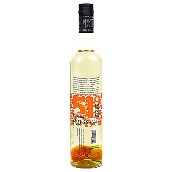 GUSTO Ágyas Kecskeméti Barackpálinka 51° 0,5 l