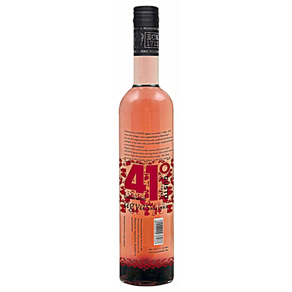 GUSTO Ágyas Cigánymeggy Pálinka 41°  0,5 l
